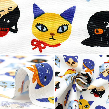 [Quantità a partire da 5] Tessuto 『Oxford Little Zoo Lovely Cats White 850486-1-1"