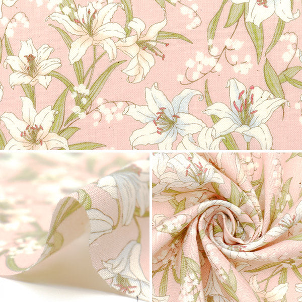 [Quantità a partire da 5] Tessuto 『tessuto ad armatura semplice Collezione nostalgia Lily Peach Bloom 83066-1-1"