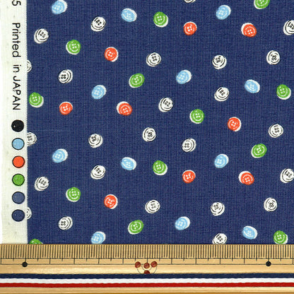 [Quantity starting from 5] Fabric 『Scare Print Homey Collection Button Navy DH10655L-F"