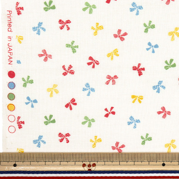 [Quantity starting from 5] Fabric 『Scare Print Homey Collection Ribbon Ivory x Colorful DH10656L-A"