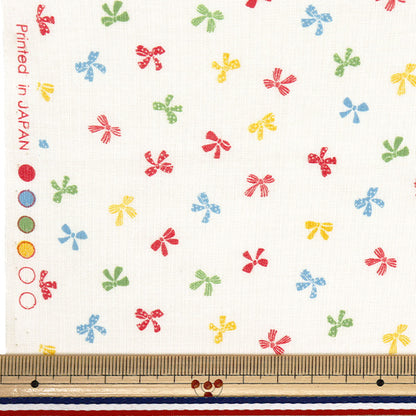 [Quantity starting from 5] Fabric 『Scare Print Homey Collection Ribbon Ivory x Colorful DH10656L-A"