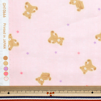 【数量5から】 生地 『Wガーゼ ホーミーコレクション ベア ピンク GH10666S-C』