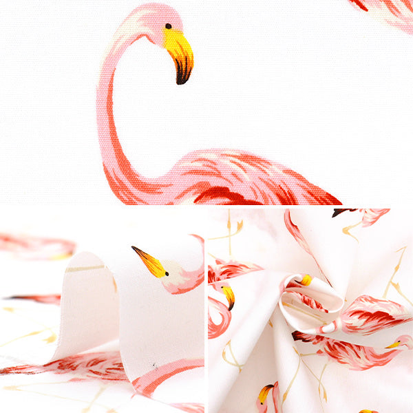 【数量5から】 生地 『ブロード フラミンゴ ホワイト 4235-1-1』