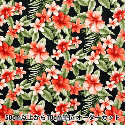 [Quantité à partir de 5] Tissu "Broad Hibiscus Black 4236-1-1"