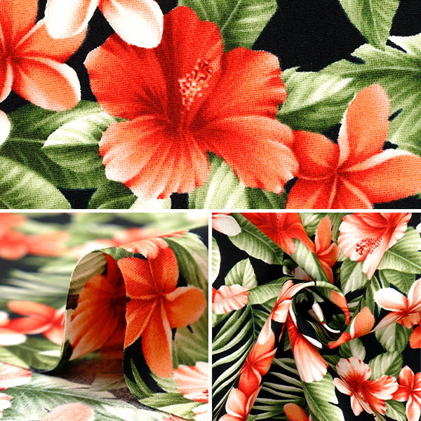 [Quantité à partir de 5] Tissu "Broad Hibiscus Black 4236-1-1"