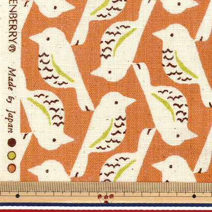【数量5から】 生地 『リネンライクスラブ バード オレンジ 850508-1-4』