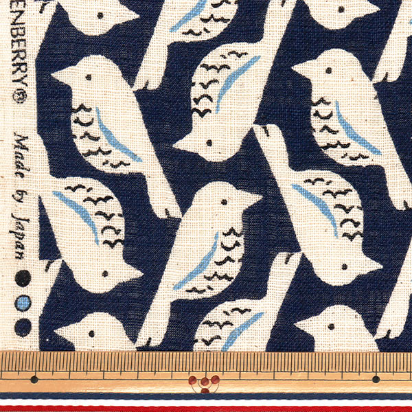 [Cantidad a partir de 5] Tela "Lino Love Bird Navy 850508-1-5"