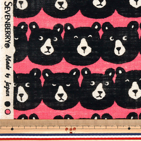 [Cantidad a partir de 5] Tela "Amor de lino Mugyutto Bear Peach 850520-1-1"