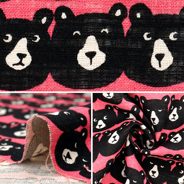 [Cantidad a partir de 5] Tela "Amor de lino Mugyutto Bear Peach 850520-1-1"