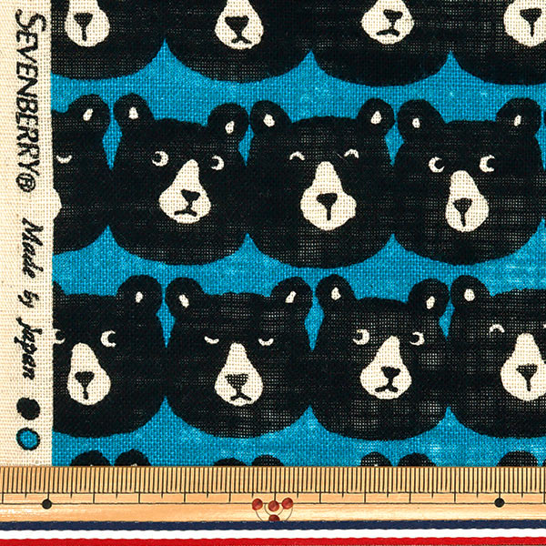 [Cantidad a partir de 5] Tela "Amor de lino Mugyutto Bear Light Blue 850520-1-2"