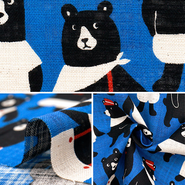 [Quantity starting from 5] Fabric "LinenLike Love Mechakuma Wonderland Blue 850521-1-1"