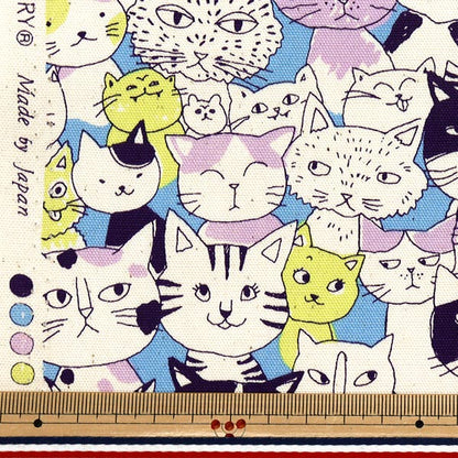 [Quantité à partir de 5] Tissu 『Oxford Nyan Comics Blue 850536-1-2"