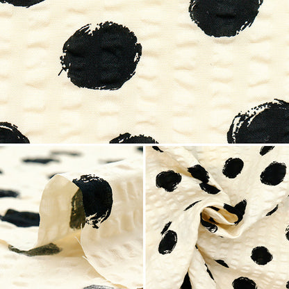 [Quantità a partire da 5] Tessuto "Dot casuale a stampa indicata Naturale x nero 82167-1-1"