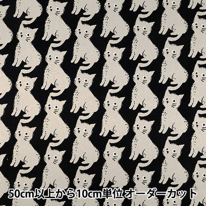 【数量5から】 生地 『オックス ねこちどり ブラック 850575-1-5』