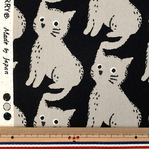【数量5から】 生地 『オックス ねこちどり ブラック 850575-1-5』