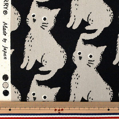 【数量5から】 生地 『オックス ねこちどり ブラック 850575-1-5』
