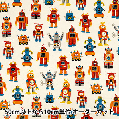 【数量5から】 生地 『オックス ヴィンテージロボット レッド 850578-1-1』