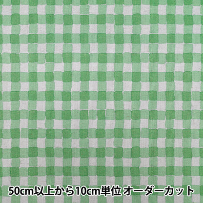 【数量5から】 生地 『綿麻キャンバス カラフルサンド チェック スモーキーブルー×バンブー 88160-2-3』