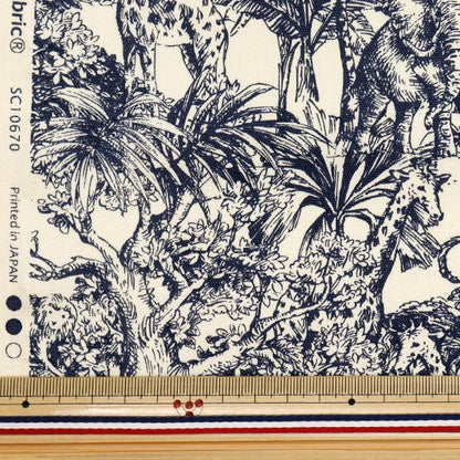 [Quantity starting from 5] Fabric 『Oxford Safari Botanical Ivory x Navy SC10670S-D"