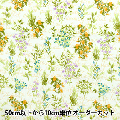 [Quantity starting from 5] Fabric 『Oxford Herb Bouquet Ivory x Green SC10671S-A"