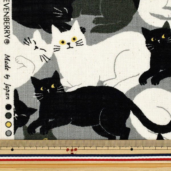 [数量从5开始] 织物 “亚麻韭菜爱goronyan狂欢节黑色850555-1-5"