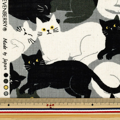 [数量从5开始] 织物 “亚麻韭菜爱goronyan狂欢节黑色850555-1-5"