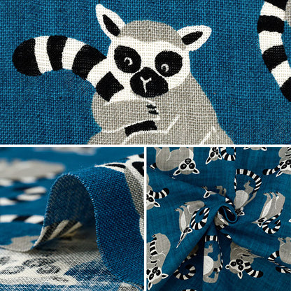 [Quantity starting from 5] Fabric "Linen-Lyk Lab Ring-Tailed Lemur Blue 850556-1-4"