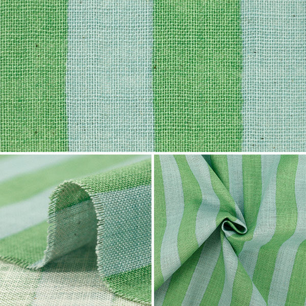 [Quantity starting from 5] Fabric "Linen-Like Lab Bicolor Stripe Green 83194-2-4"