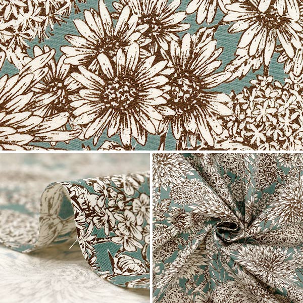 [Quantità a partire da 5] Tessuto "Broad Chrysanthemum Blue Grey 850545-1-4"
