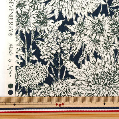 [Menge ab 5] Stoff "Breites Chrysantheme Navy 850545-1-5"