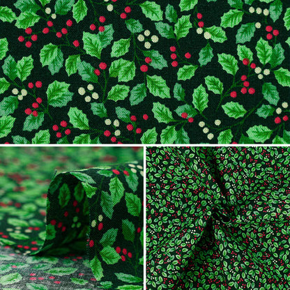 [Quantity from 5] Fabric "X’mas holly and berries green XC10693S-B"