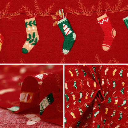 [Quantity from 5] Fabric "X’mas holiday socks red XC10694S-B"