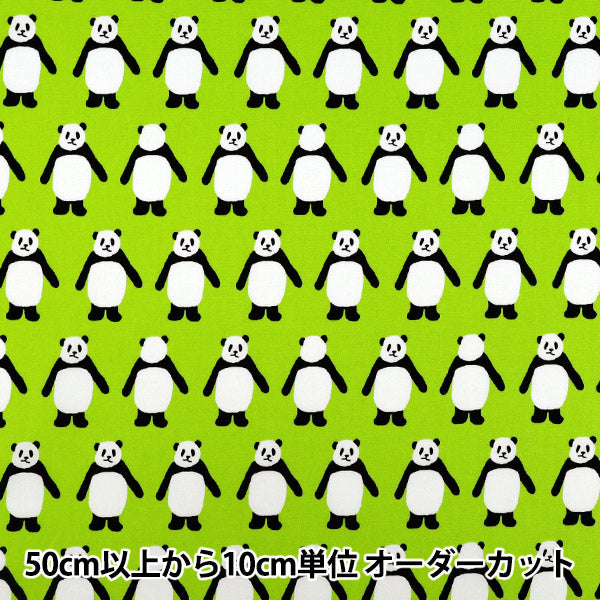 【数量5から】 生地 『ブロード こっちむいてパンダ キウイ 850564-1-2』