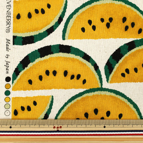 [Anzahl ab 5] Stoff "Baumwoll-Leinen-Canvas Wassermelone natur x gelb B850594Z-1-2“