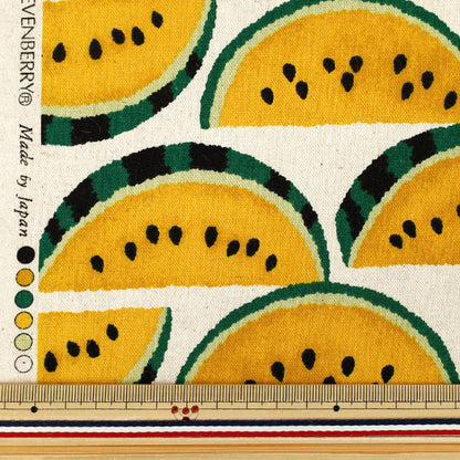 [Anzahl ab 5] Stoff "Baumwoll-Leinen-Canvas Wassermelone natur x gelb B850594Z-1-2“
