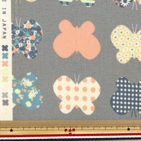 [Quantité à partir de 5] Tissu "Hanauta Oxford Papillon Gray 142-1361-A3"