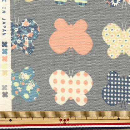 [Quantité à partir de 5] Tissu "Hanauta Oxford Papillon Gray 142-1361-A3"