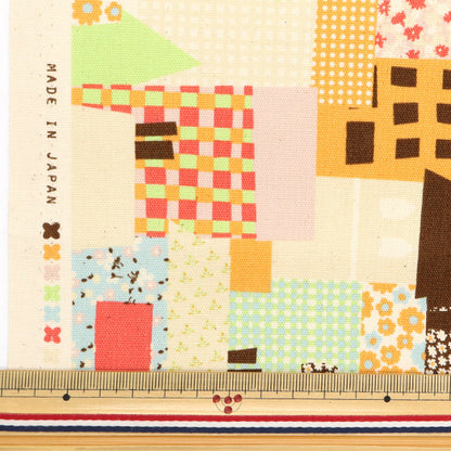 【数量5から】 生地 『Hanauta オックス フラワーレイン 花と街柄 ホワイト 142-1357-C1』