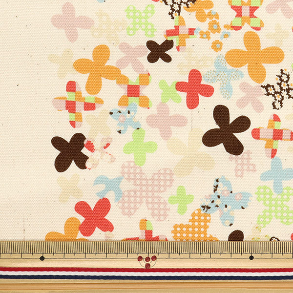 【数量5から】 生地 『Hanauta オックス フラワーレイン 花と街柄 ホワイト 142-1357-C1』