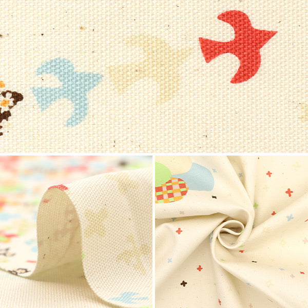 【数量5から】 生地 『Hanauta オックス フラワーレイン 花と街柄 ホワイト 142-1357-C1』