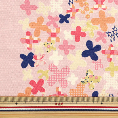 [Quantità a partire da 5] Tessuto "Hanauta Oxford Flower Rain Flower and City Pattern Pink 142-1357-C2"