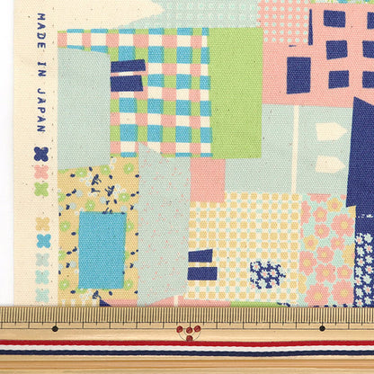 [Quantità a partire da 5] Tessuto "Hanauta Oxford Flower Rain Flower and City Pattern Blue 142-1357-C3"