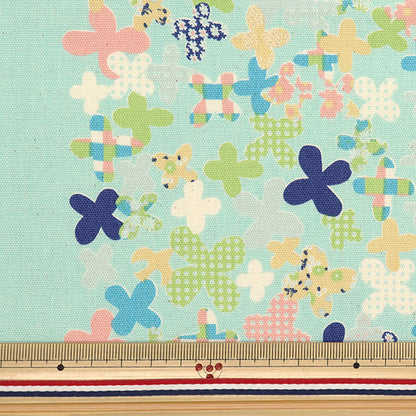 [Quantità a partire da 5] Tessuto "Hanauta Oxford Flower Rain Flower and City Pattern Blue 142-1357-C3"