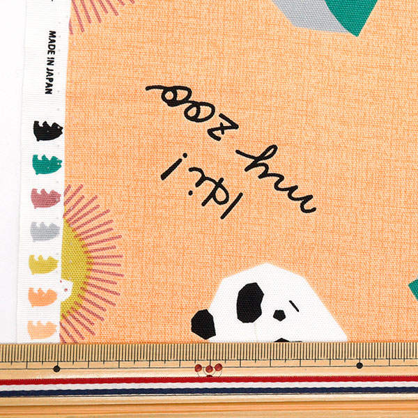 [Cantidad a partir de 5] Tela 『Oxford ¡Hola! Mi cara de zoológico naranja 142-1360-a2or"