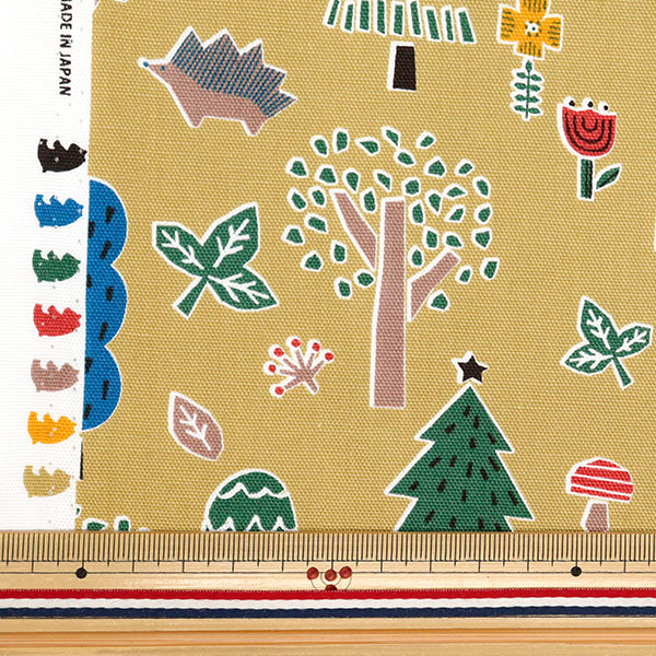 [Quantité à partir de 5] Tissu 『Oxford Salut! Mon zoo forêt jaune 142-1360-d2ye"