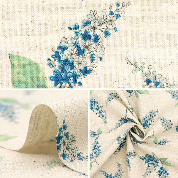 [Quantity starting from 5] Fabric "Ansoleee cotton linen print soft processing lilac natural 142-1362-A1NA"