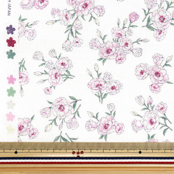 [Quantity starting from 5] Fabric "Ansolie Cotton Linen Print Soft Processing Turkish Kikyo White 142-1362-B1WH"