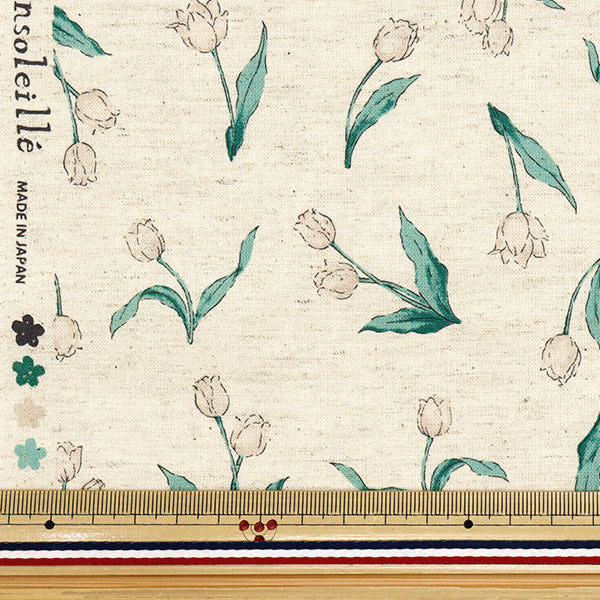 [Cantidad a partir de 5] Tela "Ansolie Cotton Linen estampado suave Tulip Natural 142-1362-C1NA"