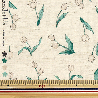 [Cantidad a partir de 5] Tela "Ansolie Cotton Linen estampado suave Tulip Natural 142-1362-C1NA"