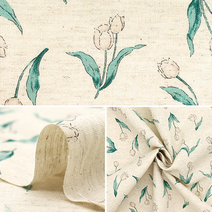 [Cantidad a partir de 5] Tela "Ansolie Cotton Linen estampado suave Tulip Natural 142-1362-C1NA"